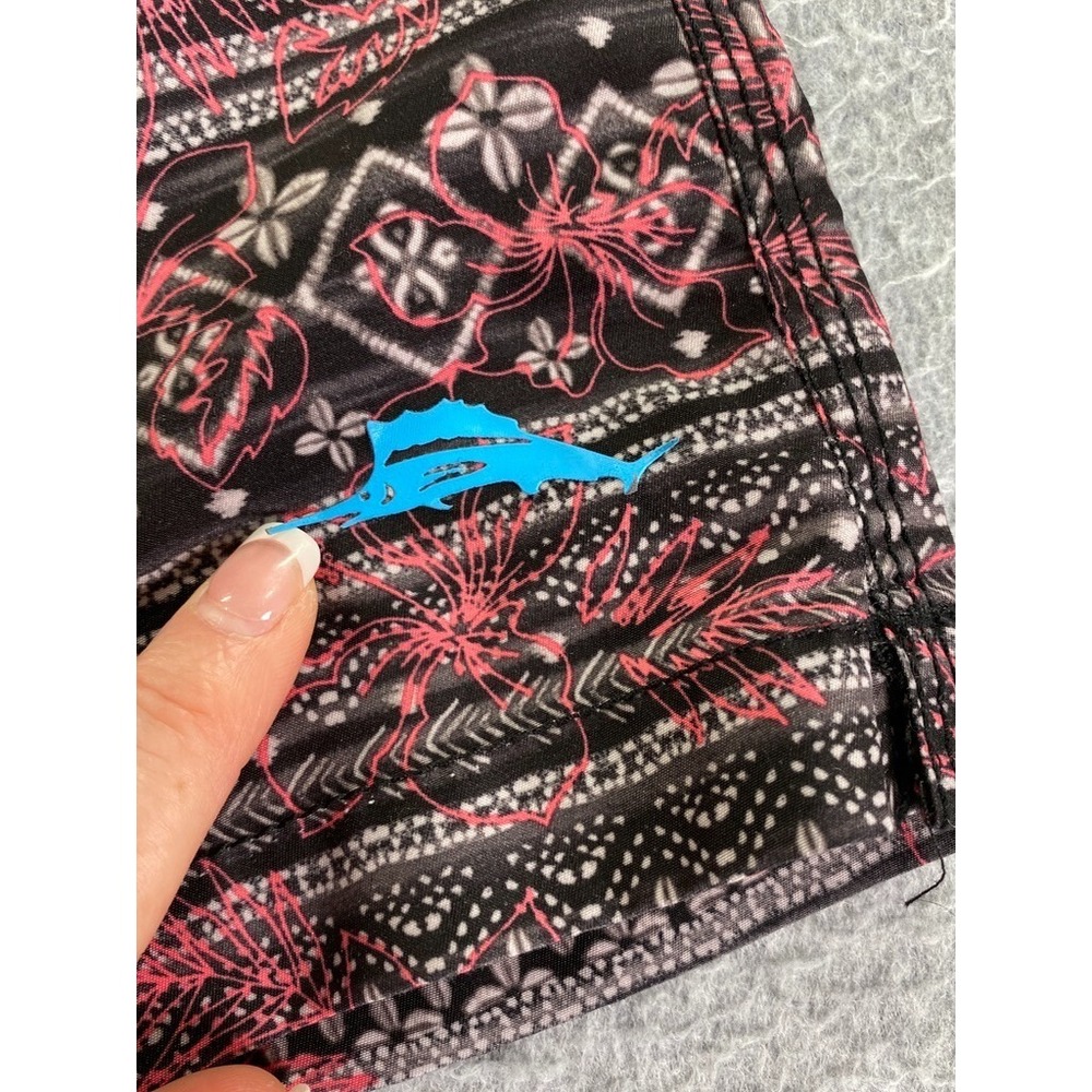 Tommy Bahama Swim Trunks Men's L Tropical Pink Black Lined Swim Surf Beach - Picture 6 of 13